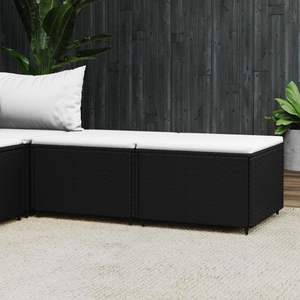 Reposapiés de ratán polivinílico negro para patio, 2 uds., con cojines, cómodo complemento para muebles de patio - Product Image 1