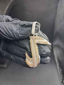 Colgante de Moissanita con Letra J Personalizada, Chapado en Oro Rosa, Estilo Hip Hop, Plata de Ley 925, Joyería Fina, Colgantes y Dijes - Product Image 4