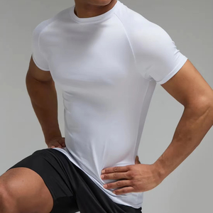 mens athletic compression tshirt half sleeve gym fitness wear <b>tight</b> fit breathable quick dry stretch sports - Product Image 1