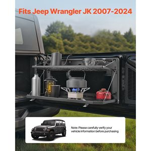 Tavolo per Portellone Jeep Wrangler JK 2007-2024 in Acciaio al Carbonio Pieghevole con Pannello Molle a Doppio Strato, Tavolo Ribaltabile da 100 Libbre per Montaggio Posteriore - Product Image 2