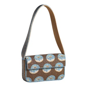 Sac à bandoulière artisanal perlé pour femme, motif tourbillon vif orange rose, élégant, brodé, pochette de soirée - Product Image 5