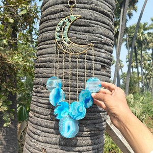 Handmade Blue Agate Moon Shape Wind Chime for Home Decoration Wholesale - Product Image 6