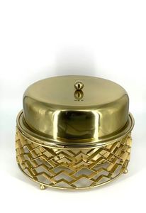 Modern Wood & Stainless Steel Food Warmers <b>Brushed</b> Metal Finish <b>Round</b> Casseroles Minimalist Hotpot for Home & Hotel - Product Image 4