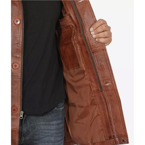 City 2025 High-End Quality Thick Autumn Warm Cow Skin Jacket Stand Collar High Street Fashion Style <b>Gloves</b> Front Windproof - Product Image 4