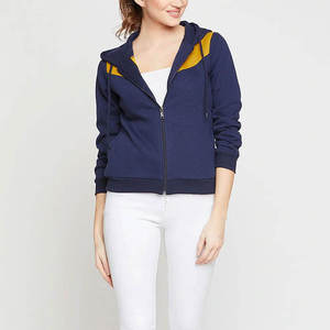 Sweat à capuche zippé pour femme, jaune marine, en polaire douce, décontracté, pour usage quotidien, veste tendance hiver, personnalisable à l'avant - Product Image 1
