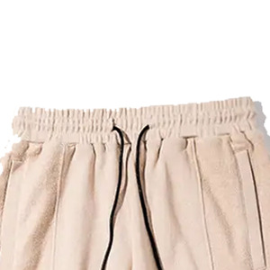 LAMA INDUSTRIES Pantalon de jogging décontracté pour homme en lin/coton beige, léger, à taille élastique et cordon de serrage, avec design croisé - Product Image 5