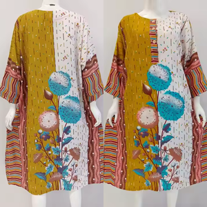 3/4 manches taille élastique Duster doux été chemise de nuit sous le genou longueur facile à porter tous les jours Duster qui ne se décolore pas facilement - Product Image 6