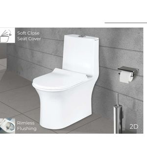 Inodoro de esquina de una pieza, moderno, de alta calidad, de porcelana blanca, 660x370x730mm, para uso comercial en construcción. - Product Image 5