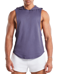 Sudadera con capucha sin mangas para hombre, de invierno, para gimnasio, atlética, 100% algodón, forro polar, con estampado digital. - Product Image 6