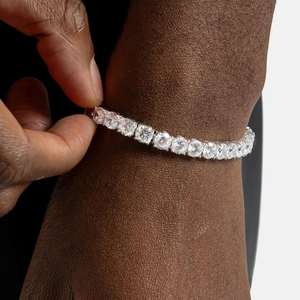 Pulsera de tenis de diamantes chapada en oro blanco elegante, la más vendida, para mujer, joyería nupcial disponible para la venta - Product Image 2