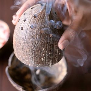 Handcrafted Coconut Shell Dhoop Batti Stand Natural <b>Incense</b> <b>Holder</b> for Home Office Meditation Decor - Product Image 3