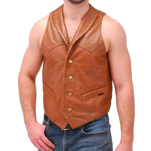 New Look Winter Vintage Biker Leather Motorcycle <b>Vest</b> Breathable Waterproof Eco-Friendly High Quality Brown <b>Black</b> Rhinestone 3D - Product Image 1