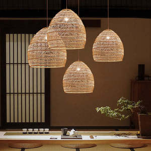 Wholesale Bamboo Rattan Pendant Lampshade Handwoven Basket Hanging <b>Light</b> Fixture for Restaurant Living Room Decor OEM ODM - Product Image 3