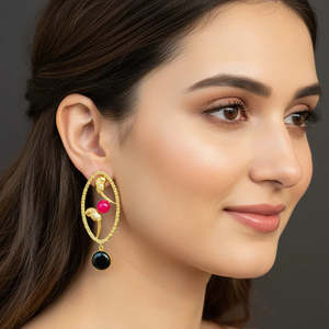 18K Gold Plated Oval Pearl Bird Earrings-Trendy Vintage Stainless Steel Jewelry - Product Image 1