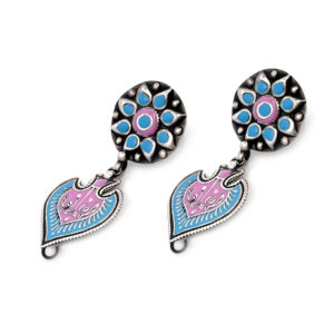 Silver Mountain SKU7552 Pendientes Colgantes de Plata de Ley 925 con Esmalte Vintage, Estilo Étnico/Bohemio, con Forma de Flor y Corazón para Mujer, Ideales para Bodas - Product Image 3