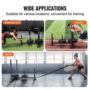 Attrezzatura da allenamento in acciaio nero da 2 pollici per il miglioramento della velocità, allenamento con slitta a spinta, manici per il Fitness - Product Image 6