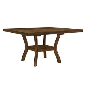 Table à manger en bois plaqué Mindy avec finition marron transitionnelle, étagère inférieure extensible et plateau ajouré pour mobilier de salle à manger - Product Image 1
