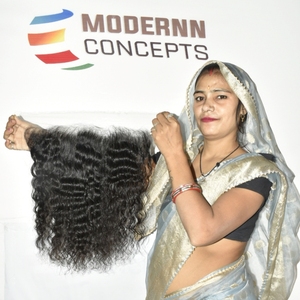 Extensions de cheveux naturels indiens Remy, vierges bruts, cuticules alignées, sans traitement chimique, double trame, 100g, 13*6, cheveux humains - Product Image 3