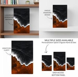 โกศไม้เรซิ่นลายคลื่นทะเลสุดหรู  งานแฮนด์เมดจากไม้แบล็คซีและวอลนัท  กล่องเก็บอัฐิสำหรับมนุษย์ ขนาดกลาง 9x5.5 นิ้ว - Product Image 3