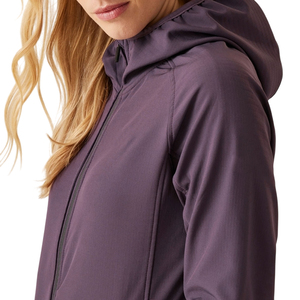 Chaqueta Cortavientos Morada de Invierno para Mujer, con Capucha, Manga Larga, Cierre de Cremallera, Color Sólido, Largo Regular, Prenda Exterior de Poliéster - Product Image 3