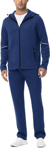 Men's Blue <b>Hooded</b> Tracksuit Full <b>Zip</b> Sweatshirt With Side Pockets Casual Sportswear Regular Fit Polyester Material Autumn Wear - Product Image 4