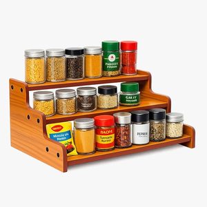 3 Tier Expandable Modern Wooden <b>Standing</b> Spice Rack Organizer Storage <b>Shelf</b> for Kitchen Cabinet Countertop - Product Image 2