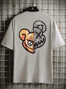 เสื้อยืดแขนสั้นลำลองผู้ชาย คอกลม สีเทา ทรงปกติ ระบายอากาศได้ดี แห้งเร็ว ผ้าฝ้ายถัก พิมพ์ลายตามสั่ง AGSH INTL - Product Image 5