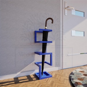 Porte-parapluie géométrique moderne en métal finition bleue pour l'entrée, décoration intérieure, rangement élégant et intérieur contemporain - Product Image 1