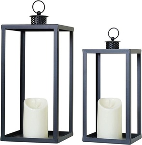 Farol de Metal para Velas en Oferta, con Acabado Negro Mate, para Decoración Navideña y del Hogar, Hecho a Mano - Product Image 1