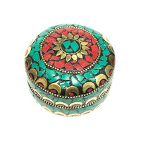 Organisateur de bijoux personnalisé fait main en aluminium, boîte à bibelots de style vintage de forme ronde pour la décoration de la maison, boîte de rangement