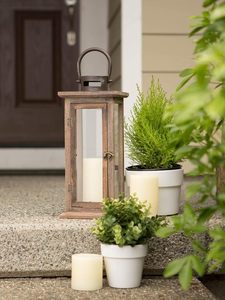 Farol de Madera Cuadrado Rústico Hecho a Mano con Acabado Marrón de Madera Quemada para Decoración del Hogar, Bodas y Patios - Product Image 3