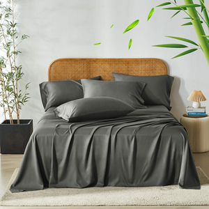 Luxury 100% Bamboo Fiber Bedding Set Modern Solid Color Breathable Wrinkle Resistant Fade Resistant <b>Flat</b> <b>Fitted</b> <b>Sheet</b> Sets - Product Image 1
