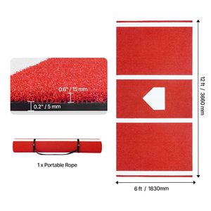 Tapete de Béisbol y Sóftbol de 12x6 pies para Práctica de Bateo, Equipo de Entrenamiento para el Hogar, Caja de Bateo, Tapetes de Césped Artificial - Product Image 5