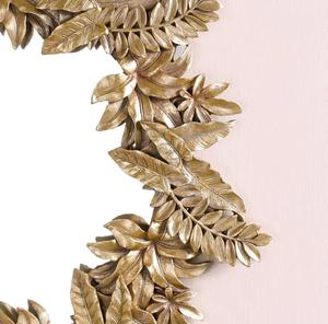 <b>Craft</b> India Overseas Golden Leaf Frame Round Wall <b>Mirror</b> Traditional Metal Art Durable Decorative Design for Anniversary - Product Image 3