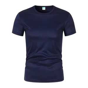 T-shirt pour homme à col rond bleu, manches courtes, respirant, coupe ajustée, polyester, haut de sport toutes saisons, couleur unie - Product Image 5