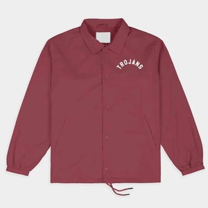 Chaqueta Coach Bordada Color Granate para Hombre de Wheel Whores, Cuello Camisero, Manga Larga, Estilo Workwear, de Poliéster - Product Image 4