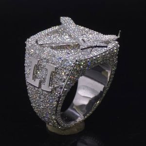 Custom Number Moissanite <b>Ring</b> Cubic Zirconia <b>Ice</b> Cube Pendant Band Silver Color Jewelry Gift - Product Image 2