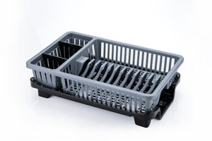 Gray Plastic Dish Drying Rack With Drainage Tray And Utensil Holder Household items home <b>garden</b> kitchen organizer <b>knives</b> kitchen - Product Image 3