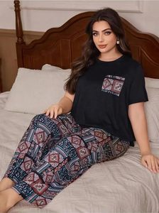 Women’s Cotton Blend Printed Night Suit Set Soft & Breathable Short Sleeve Top & Ethnic Print <b>Pyjama</b> Set Also Available in Plus - Product Image 3