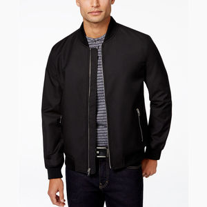 Blouson bomber noir pour homme, fermeture boutonnée, col carré, style décontracté, fin, long, patchwork, en polyester, pour l'automne - Product Image 4