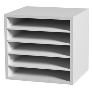 Organizzatore per Documenti in Legno 13,9x12x13 Pollici con 5 Scomparti Regolabili, Portariviste e Classificatore per Ufficio - Product Image 1