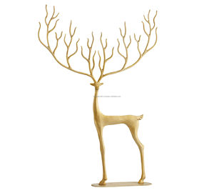 Decoración de aluminio con acento moderno para el hogar de alta calidad, recién llegado, escultura combinada dorada de Reno esculpido en oro negro - Product Image 2