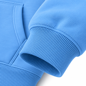 Unisex Blue <b>Hooded</b> <b>Fleece</b> Sweatshirt Regular Fit Casual Pullover Front Pocket Solid Color Knitted Eco-Friendly Breathable Winter - Product Image 6