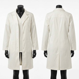 Ensemble de blouses médicales unisexe en tissu tissé coton-polyester premium 200 GSM, avec logo brodé personnalisé, coupe ajustée, manches longues, pour le personnel hospitalier - Product Image 1