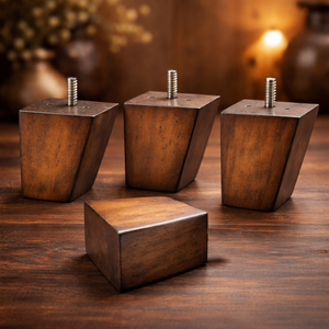 Pied de canapé carré conique en bois massif, qualité supérieure, taille personnalisée, grain de bois naturel, forte capacité de charge, style traditionnel pour salon - Product Image 1