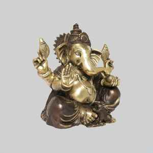 รูปปั้นพระพิฆเนศทำจากทองเหลืองทำด้วยมือรูปช้างฮินดูแบบดั้งเดิมสำหรับบ้านวัดสำนักงานและของขวัญเทศกาลดิวาลี - Product Image 2