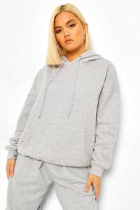 Sudadera con Capucha Extra Grande para Mujer, Color Sólido, Mezcla de Algodón, con Bolsillo Delantero, Corte Regular, para Otoño - Product Image 3