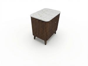 โต๊ะข้างเตียง/โต๊ะข้างโซฟา/โต๊ะอเนกประสงค์ ดีไซน์ทันสมัย พร้อมลิ้นชัก 2 ช่อง ทำจากไม้เอคาเซีย ปิดผิวด้วยวีเนียร์ไม้โอ๊ค ท็อปหินอ่อน ดีไซน์โดดเด่น เหมาะสำหรับห้องรับประทานอาหารและห้องนั่งเล่น ห้องนอน - Product Image 2