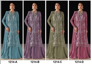 Ensemble Salwar Traditionnel pour Femme en Chiffon Brodé avec Paillettes et Broderie Khatli, Dupatta en Chiffon Longueur Cheville, Bas en Crêpe Français, Style Indien - Product Image 2