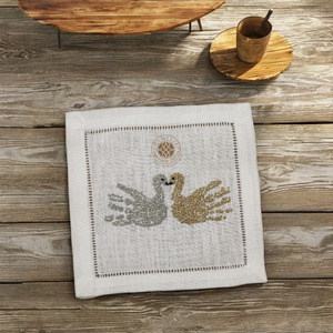 <b>Charming</b> embroidered cocktail napkin, easy-care, reusable, perfect for weddings, dinners, and rustic themes. - Product Image 3